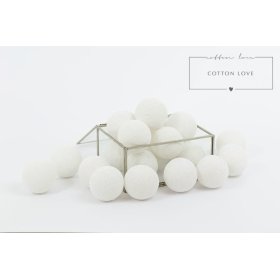 Bavlnené svietiace LED guličky Cotton Balls - biele, cotton love